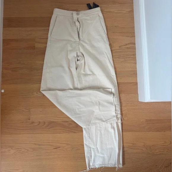 Zara The Alma Wide Leg Beige Jeans - Picture 1 of 3